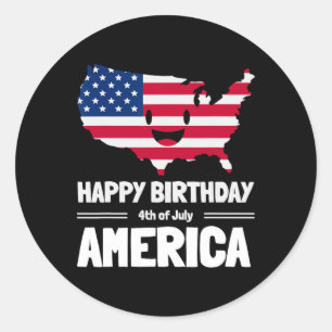 Alles Gute zum Geburtstag Amerika 4. Juli Amerikan Runder Aufkleber