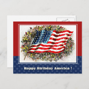 Alles Gute zum Geburtstag, Amerika. Vintage US-Fla Postkarte