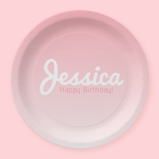 Alles Gute zum Geburtstag, anpassbarer Name | Rose Pappteller