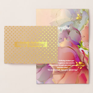 Alles Gute zum Geburtstag. Aquarellfarbene Blumenl Folienkarte