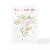 Alles Gute zum Geburtstag Aries Florale Illustrati