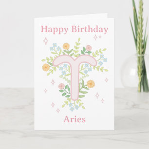 Alles Gute zum Geburtstag Aries Florale Illustrati Karte