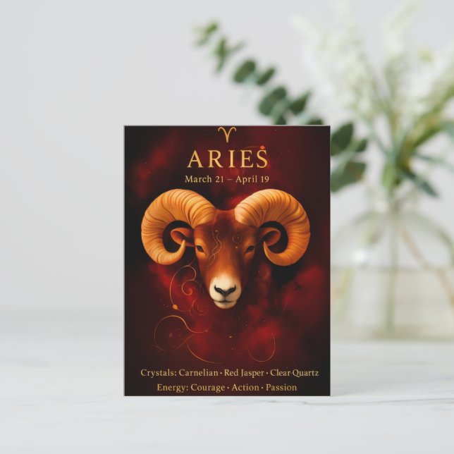 Alles Gute zum Geburtstag Aries | Geburtsstein Geb Postkarte (Stehend Vorderseite)