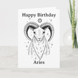 Alles Gute zum Geburtstag Aries Widder Handgezeich Karte