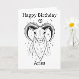 Alles Gute zum Geburtstag Aries Widder Handgezeich Karte