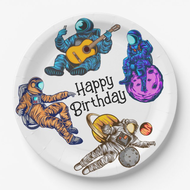 Alles Gute zum Geburtstag Astronaut  Pappteller (Vorderseite)