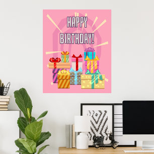 Alles Gute zum Geburtstag auf rosa Poster