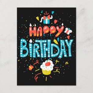 Alles Gute zum Geburtstag auf schwarz Postkarte