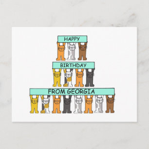 Alles Gute zum Geburtstag aus Georgien Cartoon Kat Postkarte