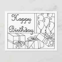 Alles Gute zum Geburtstag - Ausmal-Postkarte