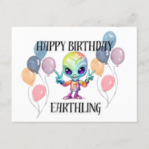 "Alles Gute zum Geburtstag" Außerirdischer Postkar