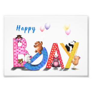 Alles Gute zum Geburtstag - Baby Bären Party Feier Fotodruck