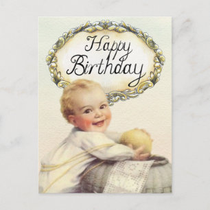 Alles Gute zum Geburtstag Baby Vintage-Kunst Postkarte