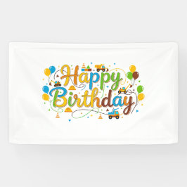 Alles Gute zum Geburtstag Banner Baustellenfahrzeu