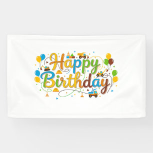 Alles Gute zum Geburtstag Banner Baustellenfahrzeu