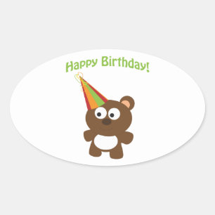 Alles Gute zum Geburtstag! Bär Ovaler Aufkleber