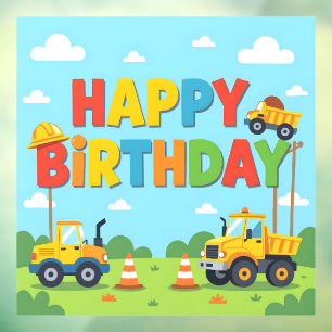 Alles Gute zum Geburtstag Baustellen-Erbauer-Thema Fensteraufkleber