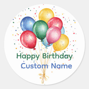 Alles Gute zum Geburtstag Benutzerdefinierte Namen Runder Aufkleber