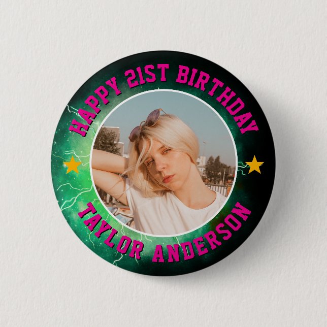 Alles Gute zum Geburtstag Benutzerdefiniertes Foto Button (Vorderseite)