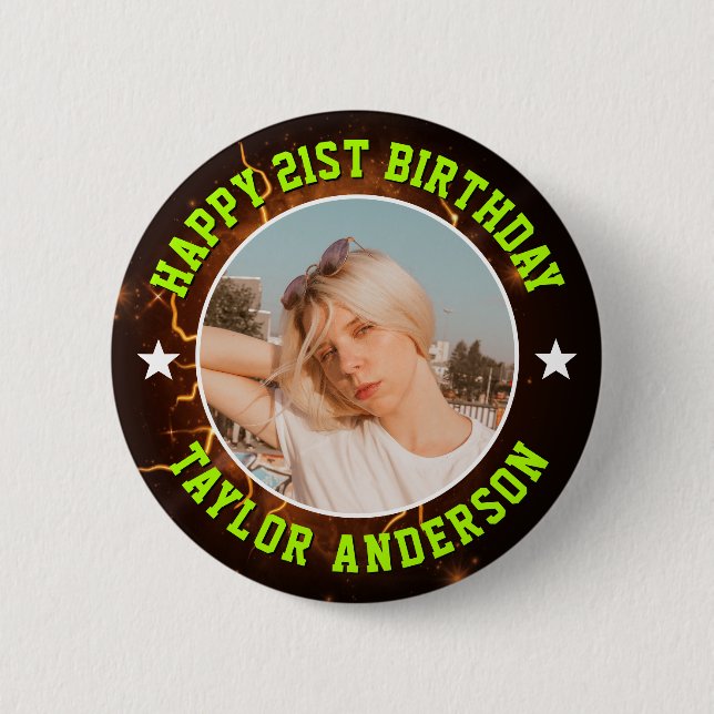 Alles Gute zum Geburtstag Benutzerdefiniertes Foto Button (Vorderseite)