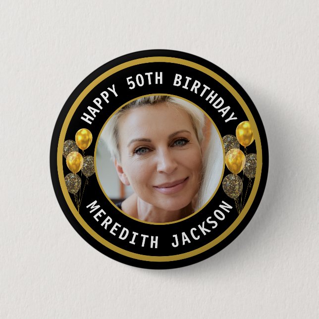 Alles Gute zum Geburtstag Benutzerdefiniertes Foto Button (Vorderseite)