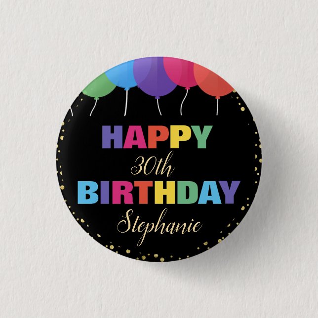 Alles Gute zum Geburtstag Benutzerdefiniertes Jahr Button (Vorderseite)