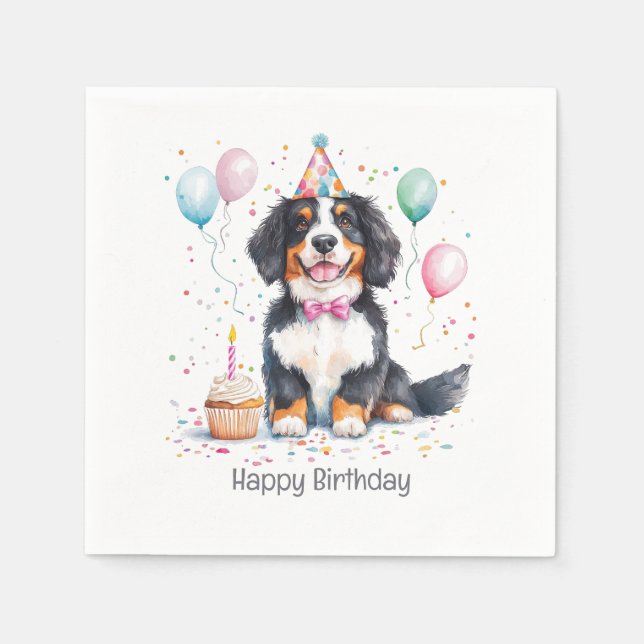 Alles Gute zum Geburtstag Berner Sennenhund Serviette (Vorderseite)
