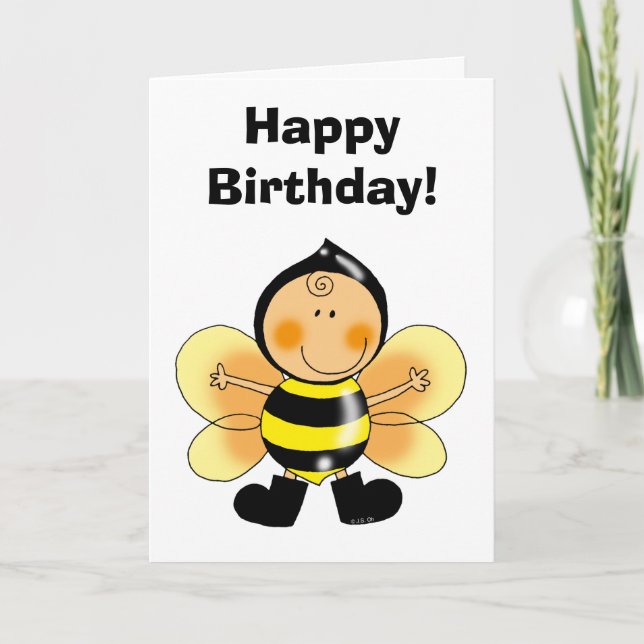Alles Gute zum Geburtstag! (Bienenkostüm) Karte (Vorderseite)