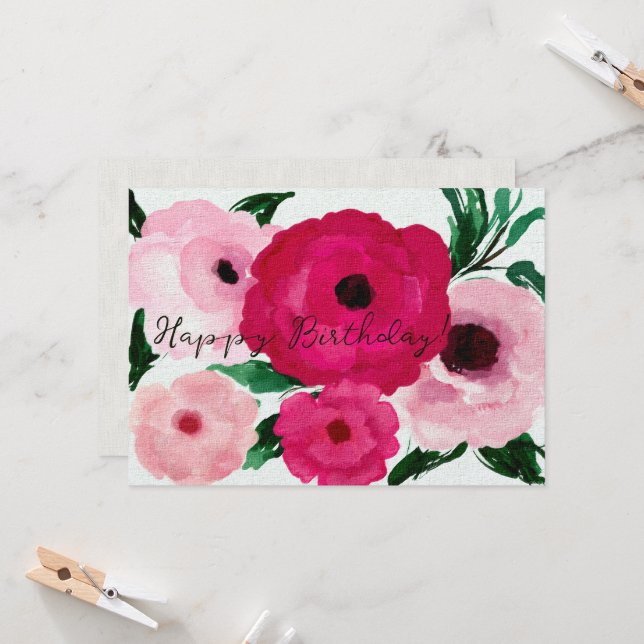 Alles Gute zum Geburtstag! Big Pink Blume Schöne (Vorderseite/Rückseite Beispiel)