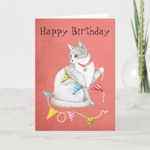 Alles Gute zum Geburtstag bis zum Meow   Kitty mit Karte