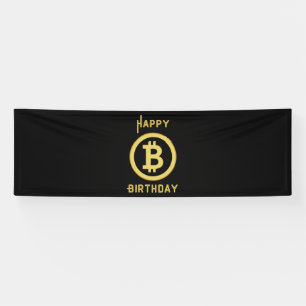 Alles Gute zum Geburtstag Bitcoin Gold 2.5x8 Vinyl Banner