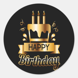 Alles Gute zum Geburtstag - Black & Gold 2 S Runder Aufkleber