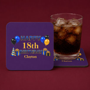 Alles Gute zum Geburtstag Blau jedes Alters Rechteckiger Pappuntersetzer