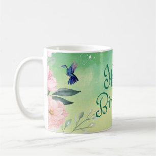 Alles Gute zum Geburtstag Blau, Rosa Blume Kaffeetasse