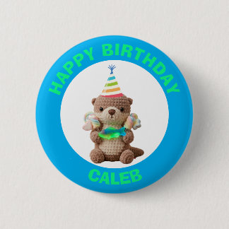 Alles Gute zum Geburtstag | Blau und Grüner Teddyb Button