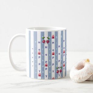 Alles Gute zum Geburtstag Blau & Weiß Streifen Kaffeetasse