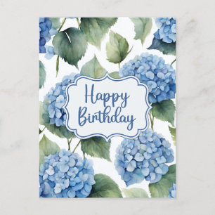 Alles Gute zum Geburtstag Blaue Hortensien Blumen  Postkarte