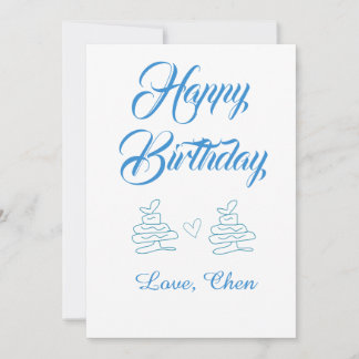 Alles Gute zum Geburtstag blaue Torte Herz Name Li Einladung