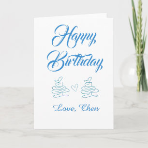 Alles Gute zum Geburtstag blaue Torte Herz Name Li Karte