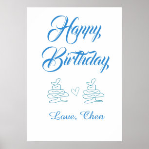 Alles Gute zum Geburtstag blaue Torte Herz Name Li Poster