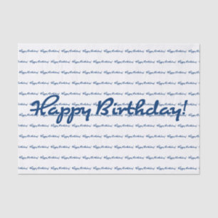 Alles Gute zum Geburtstag! Blaues Wiederholmuster Seidenpapier