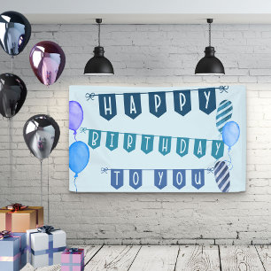 Alles Gute zum Geburtstag Blaues Wimpel und Ballon Banner