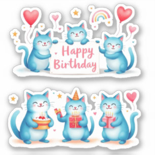 Alles Gute zum Geburtstag - Blue Cats - Cake Ballo Aufkleber