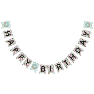 ALLES GUTE ZUM GEBURTSTAG Blue Iced Donuts Sweetes Wimpelkette