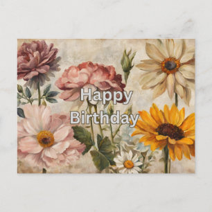 Alles Gute zum Geburtstag blühende Sommerblumen Postkarte