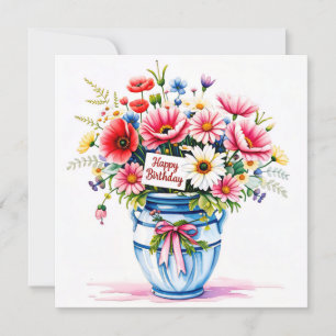 Alles Gute zum Geburtstag & Blumenstrauß Grußkart Feiertagskarte
