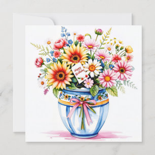 Alles Gute zum Geburtstag & Blumenstrauß Grußkart Feiertagskarte