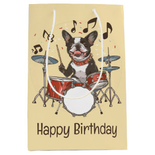 Alles Gute zum Geburtstag Boston Terrier Hund spie Mittlere Geschenktüte