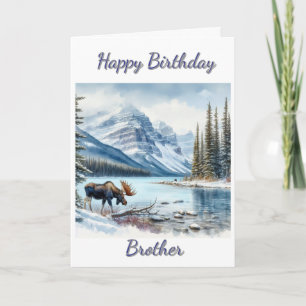 Alles Gute zum Geburtstag Bruder Elch im Winter Karte