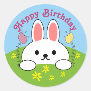 Alles Gute zum Geburtstag Bunny Rabbit Runder Aufkleber